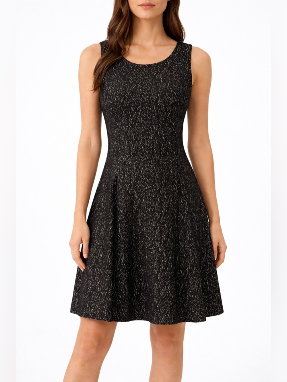 Black & White Leopard Print Stretch Sleeveless A-Line Dress